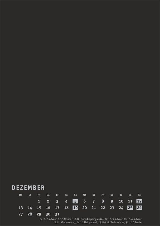 Produktbild: Premium-Bastelkalender schwarz A4 2027