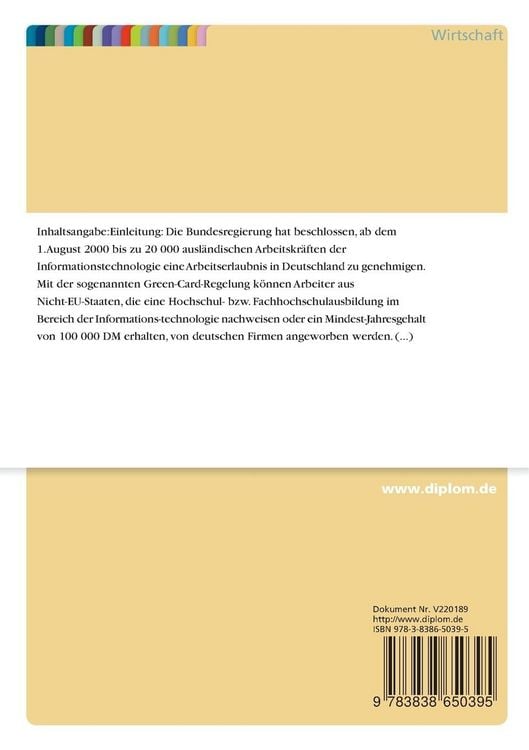 Produktbild: Die Diskussion zur Greencard