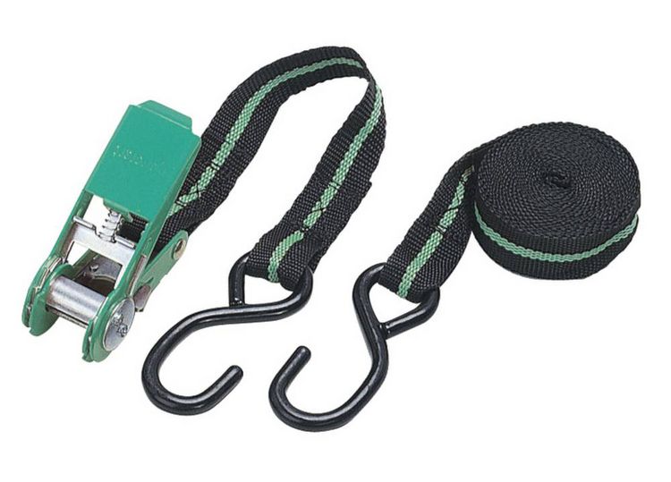 Produktbild: Wolfcraft 3442000 Zweiteiliger Spanngurt Zugkraft LC Niederzurren (einzeln/direkt)=176 daN (L x B) 4 m x 25 mm Ratsche