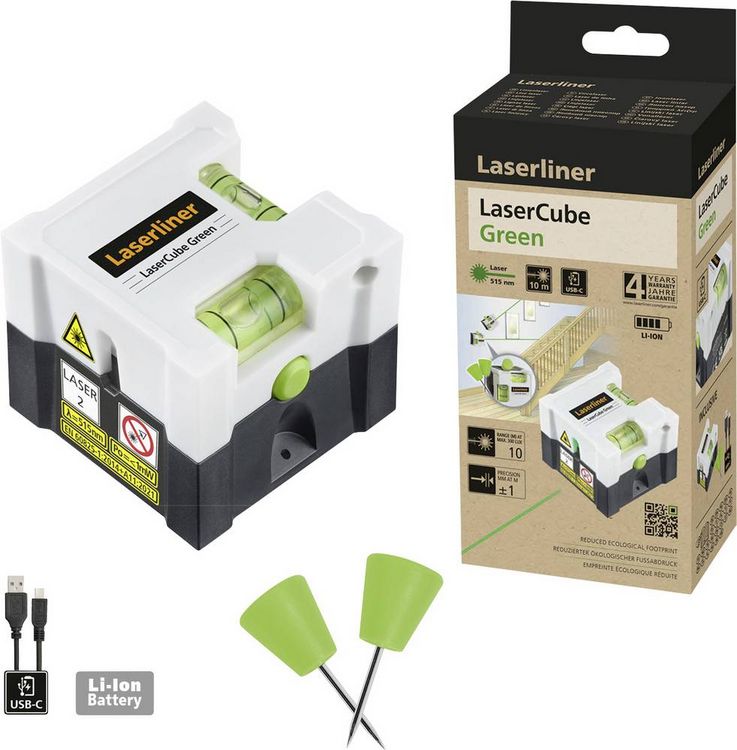 Produktbild: Laserliner LaserCube green Linienlaser Reichweite (max.): 10m