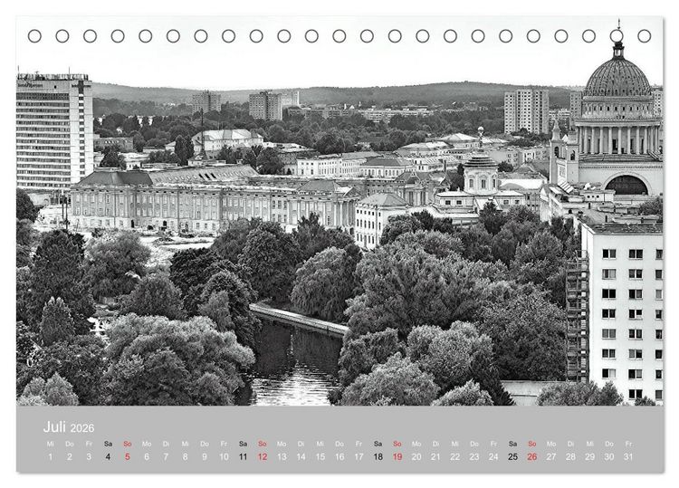Produktbild: Potsdam schwarz auf wei&szlig; (Tischkalender 2026 DIN A5 quer), CALVENDO Monatskalender