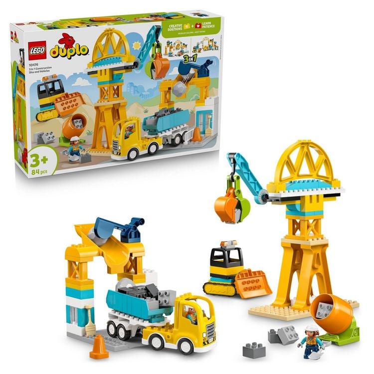Produktbild: LEGO DUPLO Town 10476 Baustelle mit Baufahrzeugen &ndash; 3-in-1-Set, Spielset
