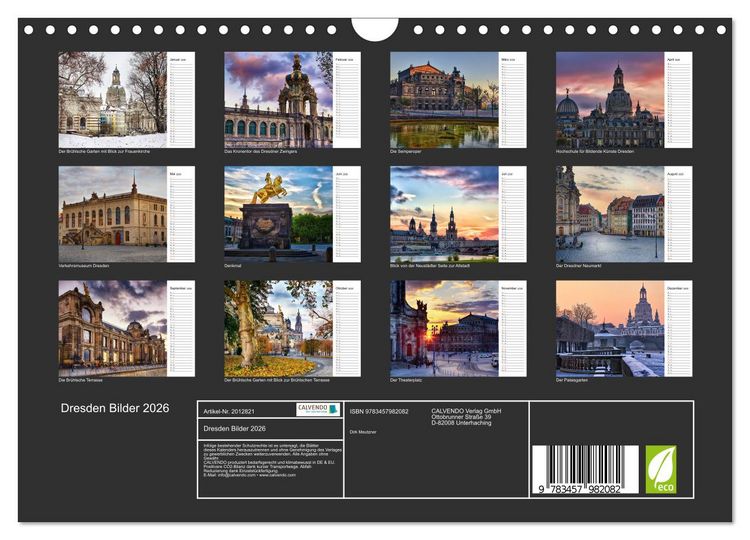 Produktbild: Dresden Bilder 2026 (Wandkalender 2026 DIN A4 quer), CALVENDO Monatskalender