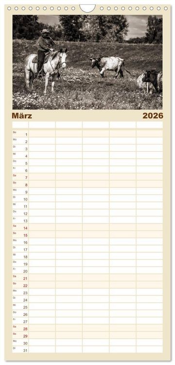 Produktbild: Familienplaner 2026 - Westernreiten mit 5 Spalten (Wandkalender, 21 x 45 cm) CALVENDO