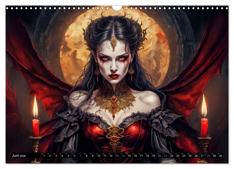 Produktbild: Finsternis der Vampire - Mystischer d&uuml;sterer Fantasy Kalender (Wandkalender 2026 DIN A3 quer), CALVENDO Monatskalender