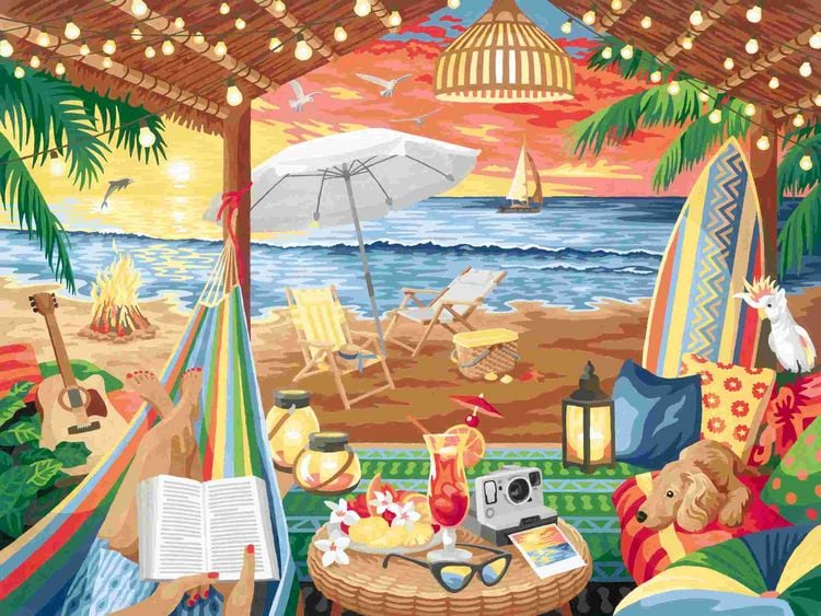 Produktbild: CreArt Canvas Leinwand - Gem&uuml;tliche Strandh&uuml;tte