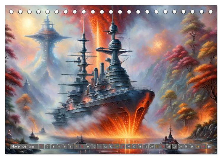Produktbild: Futuristische Giganten Eine Welt von Morgen (Tischkalender 2026 DIN A5 quer), CALVENDO Monatskalender