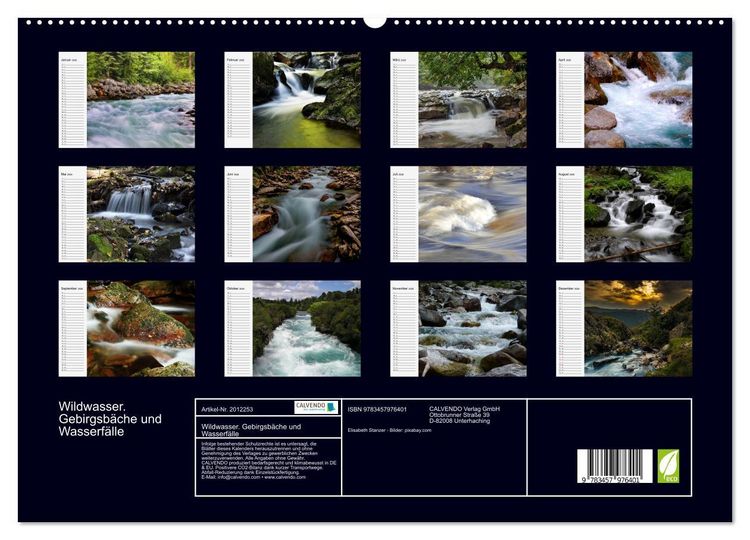 Produktbild: Wildwasser. Gebirgsb&auml;che und Wasserf&auml;lle (hochwertiger Premium Wandkalender 2026 DIN A2 quer), Kunstdruck in Hochglanz
