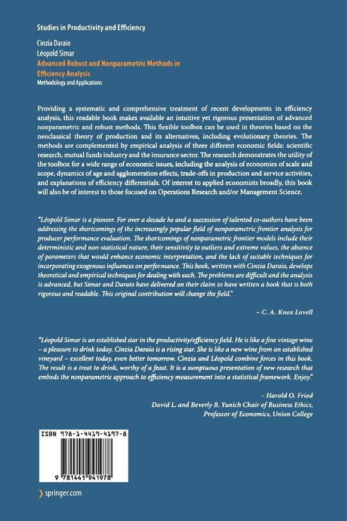 Produktbild: Advanced Robust and Nonparametric Methods in Efficiency Analysis