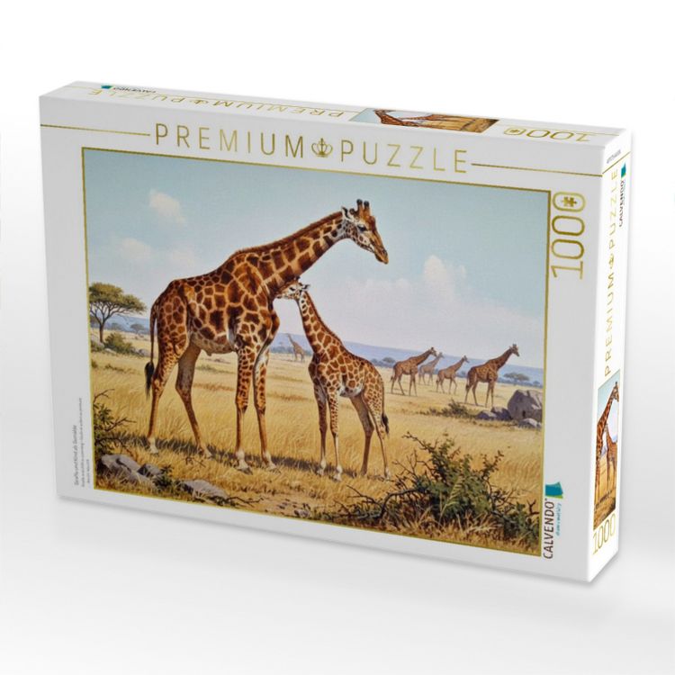 Produktbild: CALVENDO Puzzle Giraffe und Kind als Gem&auml;lde | 1000 Teile Lege-Gr&ouml;&szlig;e 64x48cm Foto-Puzzle f&uuml;r gl&uuml;ckliche Stunden