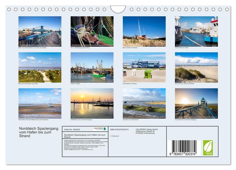 Produktbild: Norddeich Spaziergang vom Hafen bis zum Strand (Wandkalender 2026 DIN A4 quer), CALVENDO Monatskalender