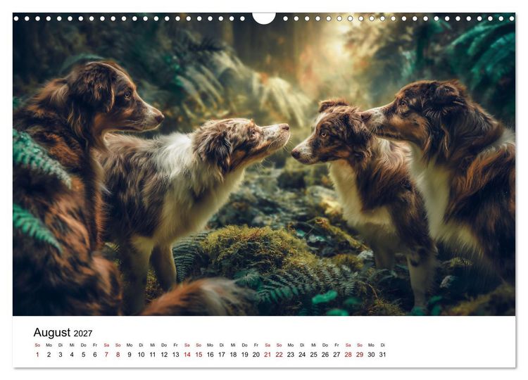 Produktbild: Born to run - Ein Jahr mit Australian Shepherds (Wandkalender 2027 DIN A3 quer), CALVENDO Monatskalender