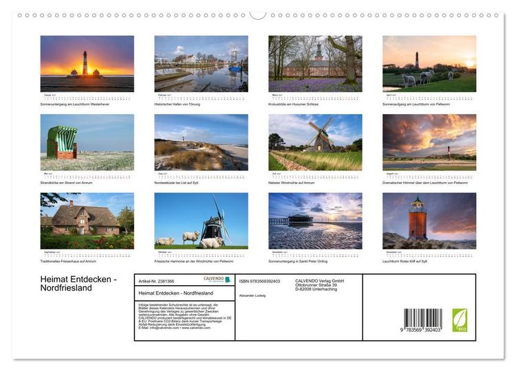 Produktbild: Heimat Entdecken - Nordfriesland (hochwertiger Premium Wandkalender 2027 DIN A2 quer), Kunstdruck in Hochglanz