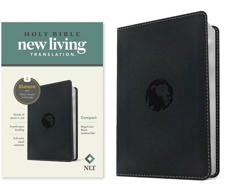 Produktbild: NLT Compact Bible, Filament Enabled (Leatherlike, Regal Lion Black, Red Letter)