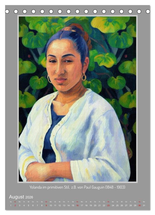 Produktbild: Yolanda in der Kunstgalerie (Tischkalender 2026 DIN A5 hoch), CALVENDO Monatskalender