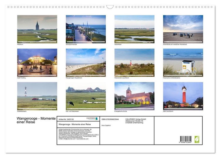 Produktbild: Wangerooge - Momente einer Reise (Wandkalender 2027 DIN A2 quer), CALVENDO Monatskalender