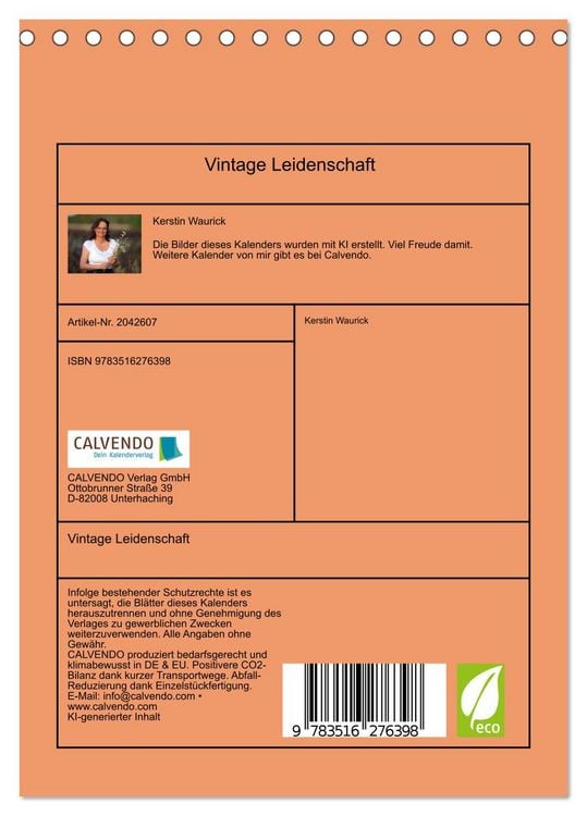 Produktbild: Vintage Leidenschaft (Tischkalender 2026 DIN A5 hoch), CALVENDO Monatskalender