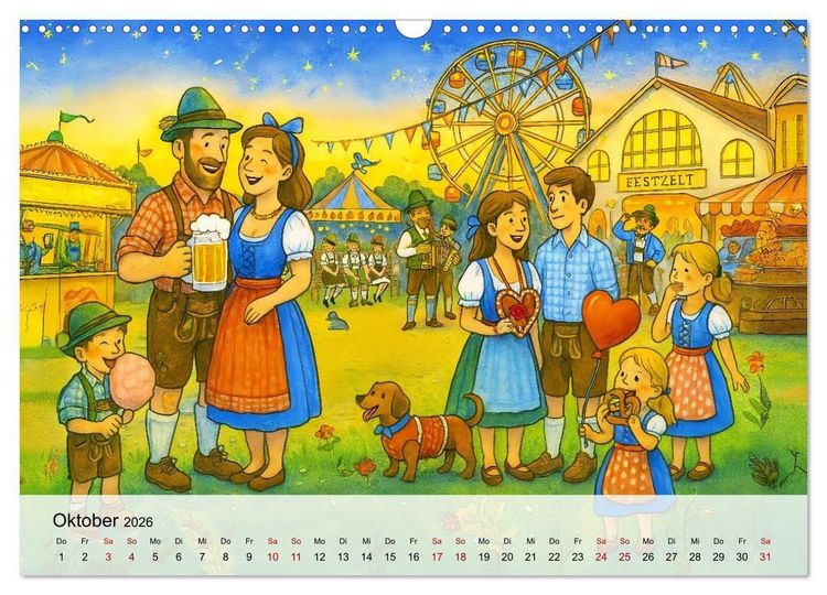Produktbild: Bayrische Wimmelbilder - Wo Heimat lebendig wird (Wandkalender 2026 DIN A3 quer), CALVENDO Monatskalender