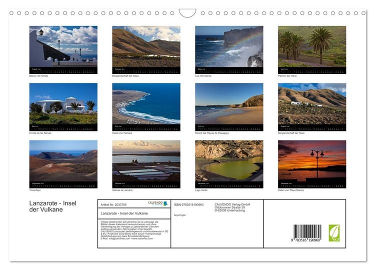 Produktbild: Lanzarote - Insel der Vulkane (Wandkalender 2026 DIN A3 quer), CALVENDO Monatskalender