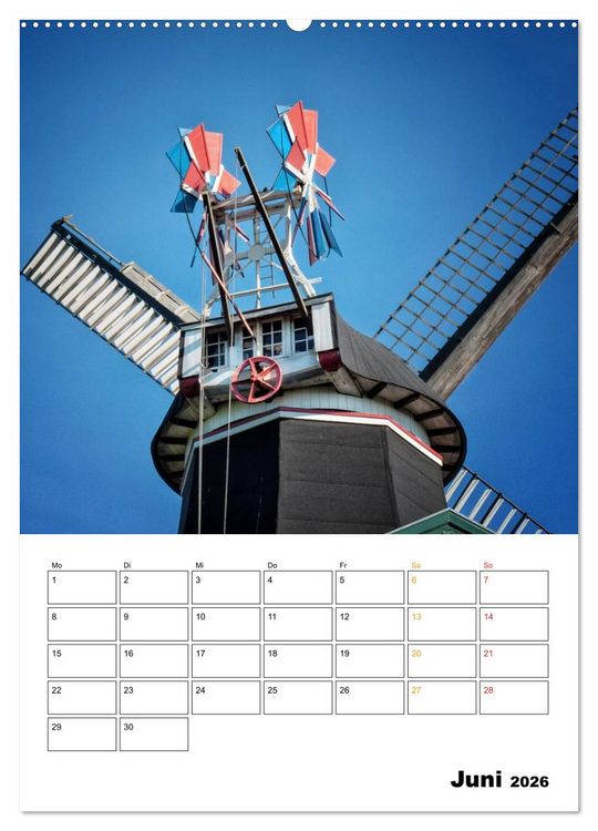 Produktbild: Historische Windm&uuml;hlen an der Friesischen M&uuml;hlenstra&szlig;e / CH-Version / Planer (Wandkalender 2026 DIN A2 hoch), CALVENDO Monatskalender
