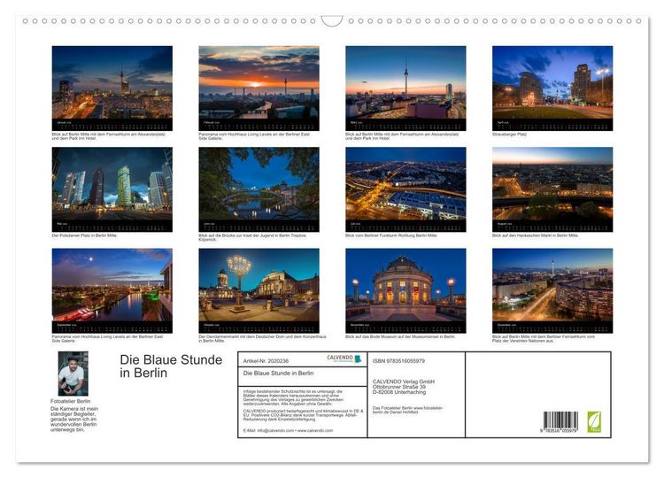 Produktbild: Die Blaue Stunde in Berlin (Wandkalender 2026 DIN A2 quer), CALVENDO Monatskalender