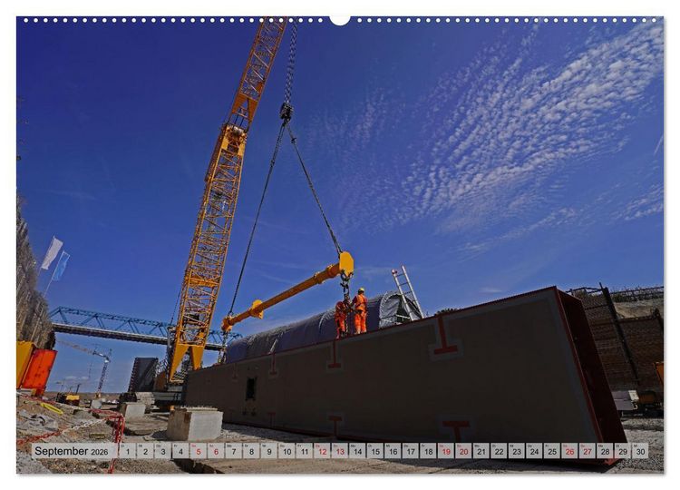 Produktbild: Die Saalequerung Salzm&uuml;nde &ndash; Br&uuml;ckenbau der A143 (Wandkalender 2026 DIN A2 quer), CALVENDO Monatskalender