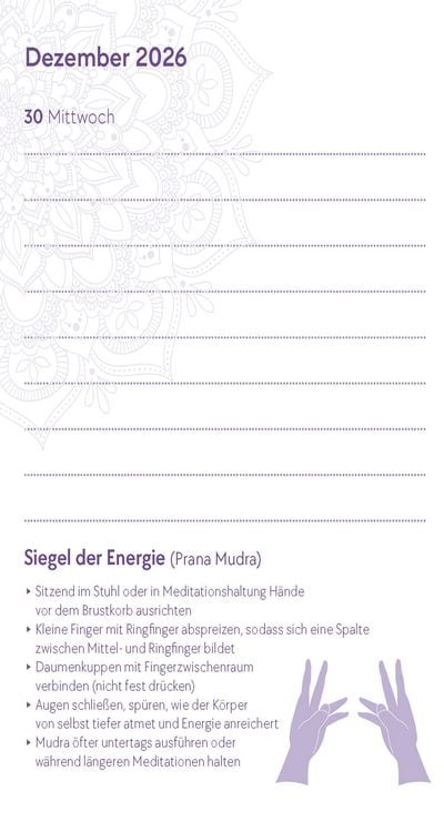 Produktbild: Yoga-Kalender 2026 - Taschenkalender mit Mantras, Meditationen, Affirmationen und Hintergrundgeschichten - im praktischen Format 10,0 x 15,5 cm, mit zahlreichen Illustrationen und Leseb&auml;ndchen
