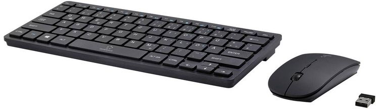Produktbild: Renkforce RF-KMC-410 Kabellos Tastatur, Maus-Set Deutsch, QWERTZ Schwarz