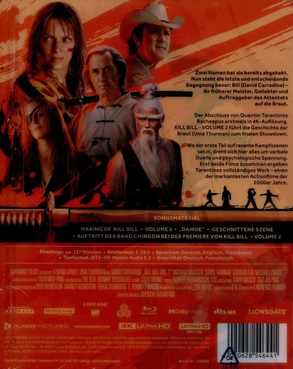 Produktbild: Kill Bill: Volume 2 - Limitiertes Steelbook (4K Ultra HD) (+ Blu-ray)