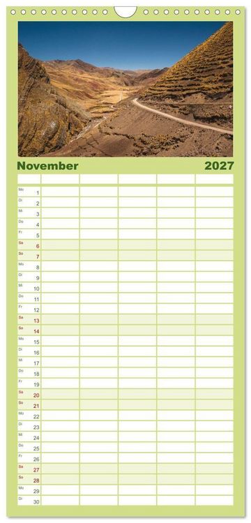 Produktbild: Familienplaner 2027 - Geheimnisvolles Peru mit 5 Spalten (Wandkalender, 21 x 45 cm) CALVENDO