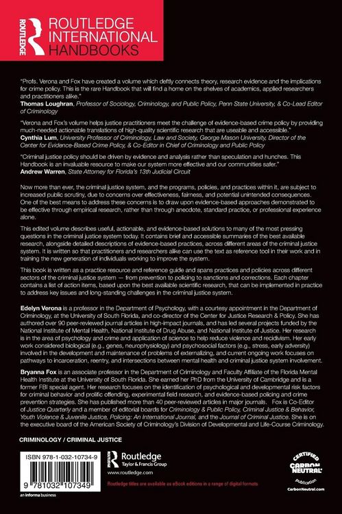 Produktbild: Routledge Handbook of Evidence-Based Criminal Justice Practices