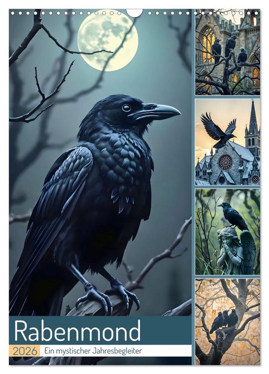Produktbild: Rabenmond - Ein mystischer Jahresbegleiter (Wandkalender 2026 DIN A3 hoch), CALVENDO Monatskalender