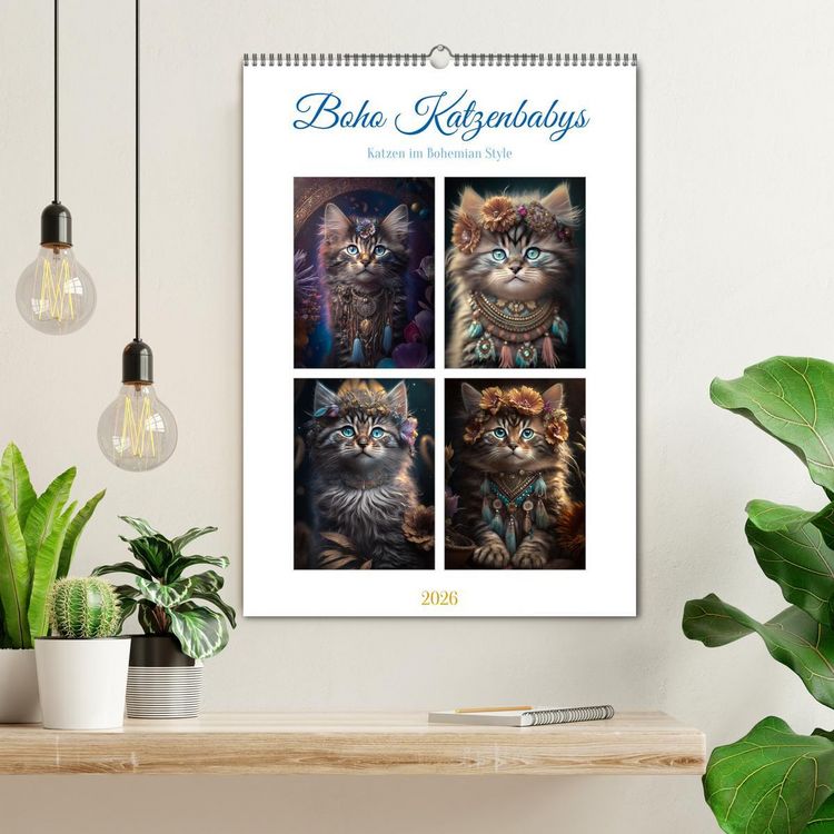 Produktbild: Boho Katzenbabys (Wandkalender 2026 DIN A2 hoch), CALVENDO Monatskalender