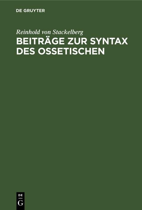 Produktbild: Beitr&auml;ge zur Syntax des Ossetischen