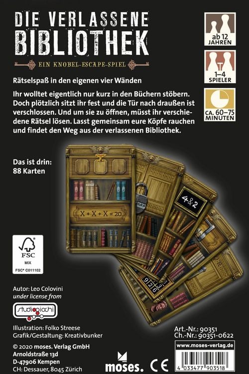 Produktbild: Moses. - Die verlassene Bibliothek - Escape-Spiel