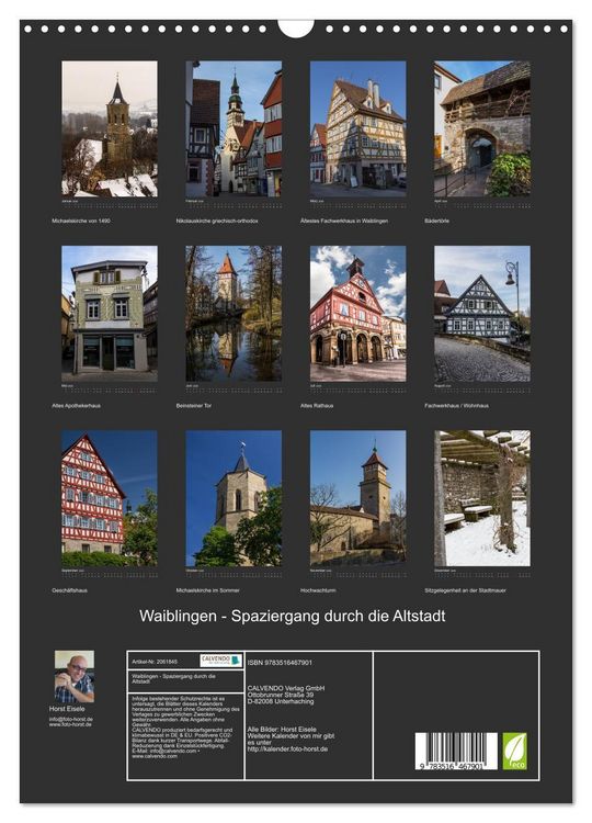 Produktbild: Waiblingen - Spaziergang durch die Altstadt (Wandkalender 2026 DIN A3 hoch), CALVENDO Monatskalender