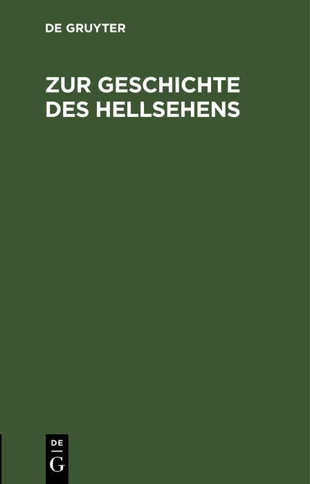 Produktbild: Zur Geschichte des Hellsehens