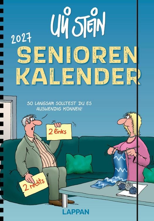 Produktbild: Uli Stein Senioren-Kalender 2027 mit Spiralbindung und Gummiband