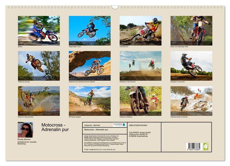 Produktbild: Motocross - Adrenalin pur (Wandkalender 2026 DIN A2 quer), CALVENDO Monatskalender