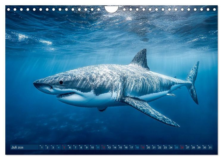 Produktbild: Hai Kalender - M&auml;chtige Haie der Ozeane und geheimnisvollen Unterwasserwelt (Wandkalender 2026 DIN A4 quer), CALVENDO Monatskalender