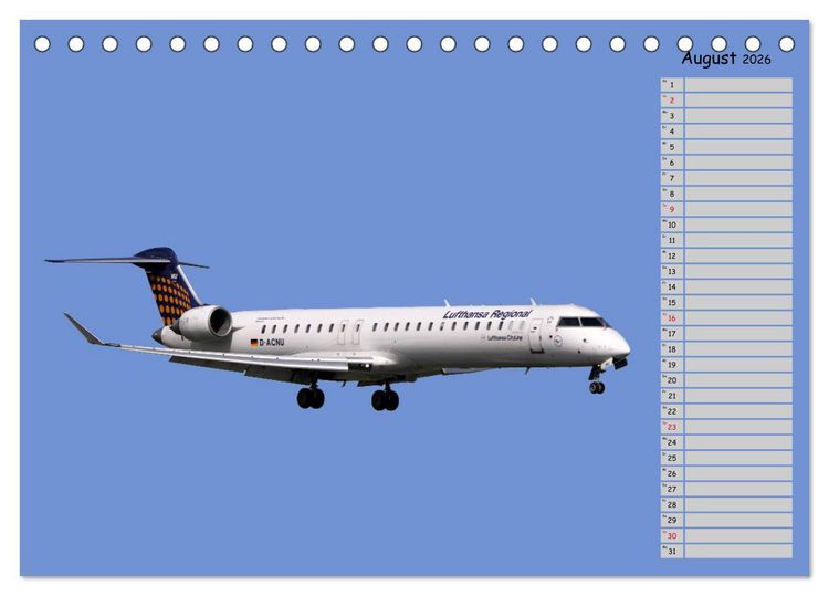 Produktbild: Flugzeuge &ndash; Starts und Landeanfl&uuml;ge Geburtstagsplaner (Tischkalender 2026 DIN A5 quer), CALVENDO Monatskalender