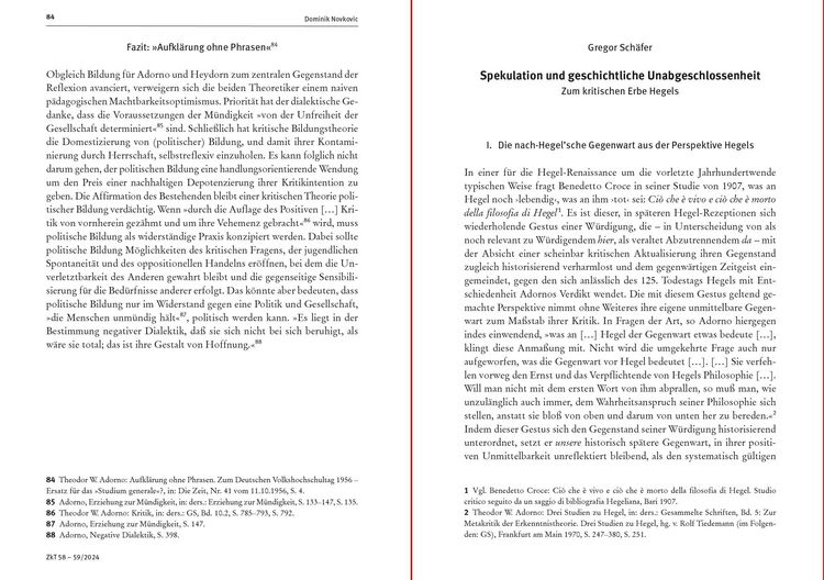 Produktbild: Zeitschrift für kritische Theorie, Heft 58/59