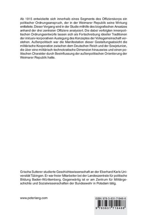Produktbild: Ordnungsvorstellungen im deutschen Offizierskorps 1915&ndash;1923