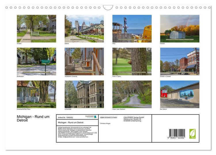 Produktbild: Michigan - Rund um Detroit (Wandkalender 2026 DIN A3 quer), CALVENDO Monatskalender