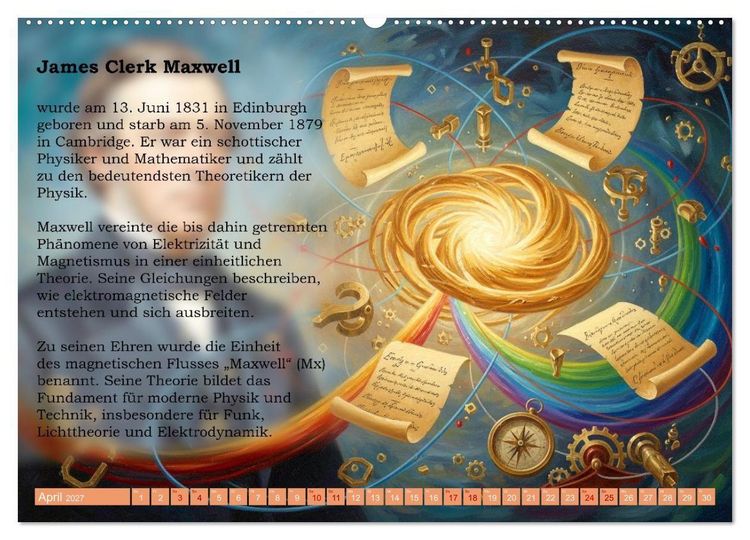 Produktbild: Pioniere der Elektrodynamik (Wandkalender 2027 DIN A2 quer), CALVENDO Monatskalender