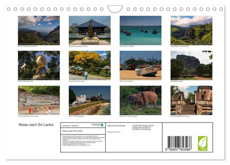 Produktbild: Reise nach Sri Lanka (Wandkalender 2026 DIN A4 quer), CALVENDO Monatskalender