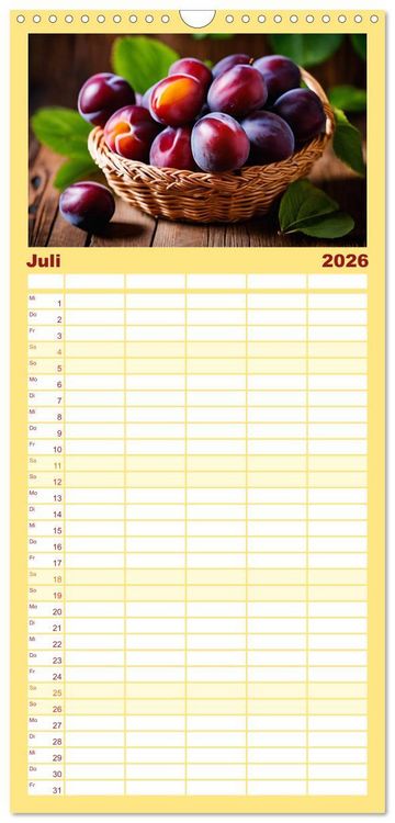 Produktbild: Familienplaner 2026 - Gesundes frisches Obst mit 5 Spalten (Wandkalender, 21 x 45 cm) CALVENDO