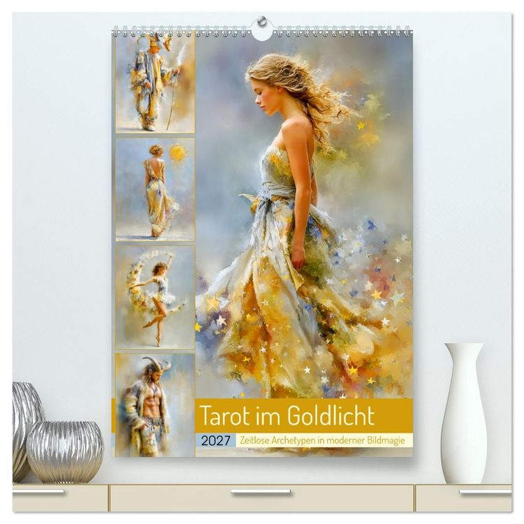 Produktbild: Tarot im Goldlicht. Zeitlose Archetypen in moderner Bildmagie (hochwertiger Premium Wandkalender 2027 DIN A2 hoch), Kunstdruck in Hochglanz