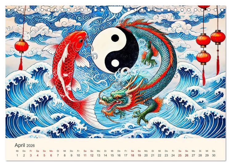 Produktbild: Yin und Yang der Wesen - Asiatische Mythen im Gleichgewicht (Wandkalender 2026 DIN A4 quer), CALVENDO Monatskalender
