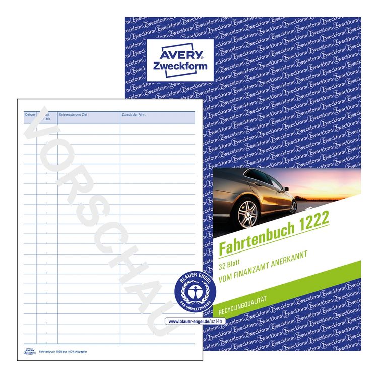 Produktbild: AVERY Zweckform Fahrtenbuch f&uuml;r PKW 64 Seiten 682 Fahrten DIN A5 32 Blatt